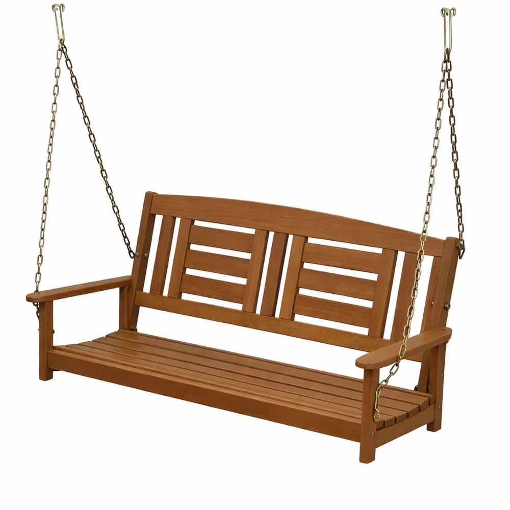 Altalena da Giardino in Legno Naturale a 2 Posti