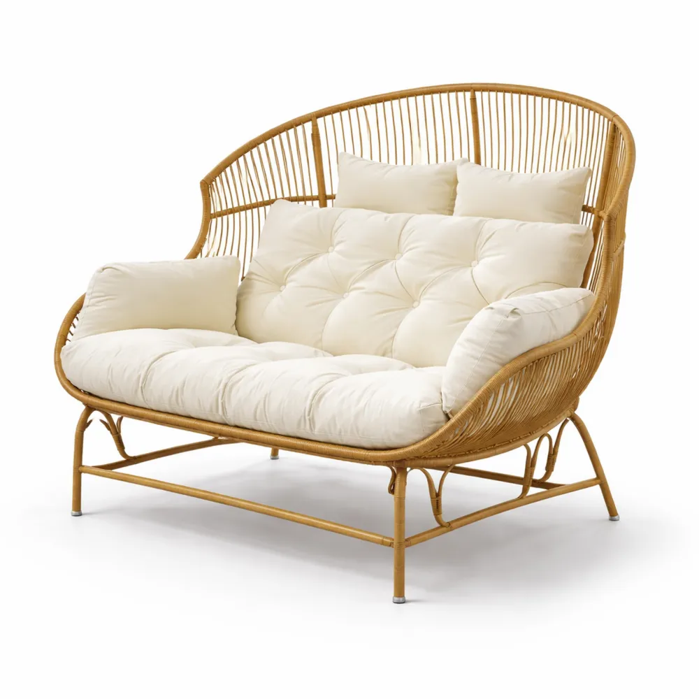 Poltrona sospesa per due persone da giardino o terrazza, in colore legno