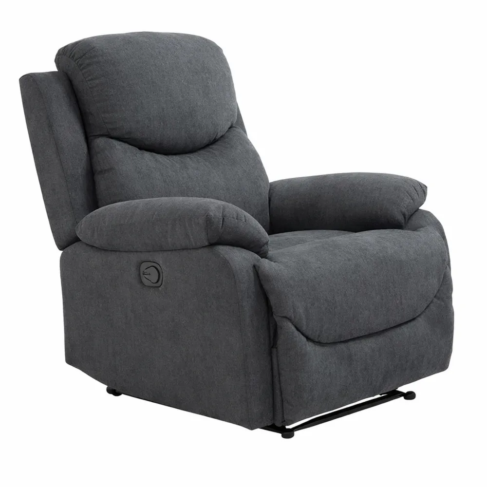 Poltrona Relax Manuale Ergonomica Reclinabile a 150° con Poggiapiedi in Tessuto Grigio Scuro