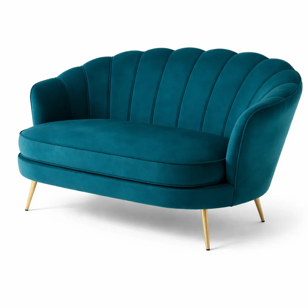 Divanetto Vintage 2 Posti Effetto Velluto con Braccioli, Seduta Imbottita per Camera e Soggiorno