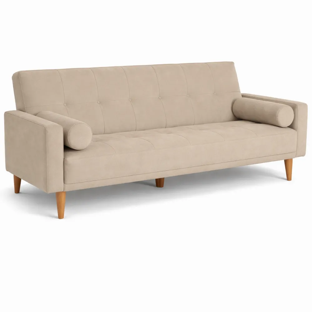 Divano Letto 3 Posti con Schienale Regolabile e Cuscini