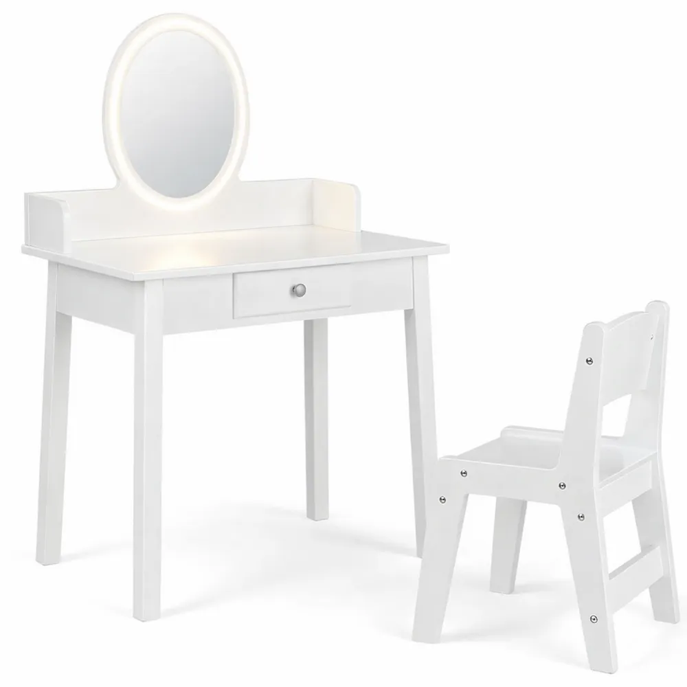 Toeletta Bambini con Luci LED e Sgabello