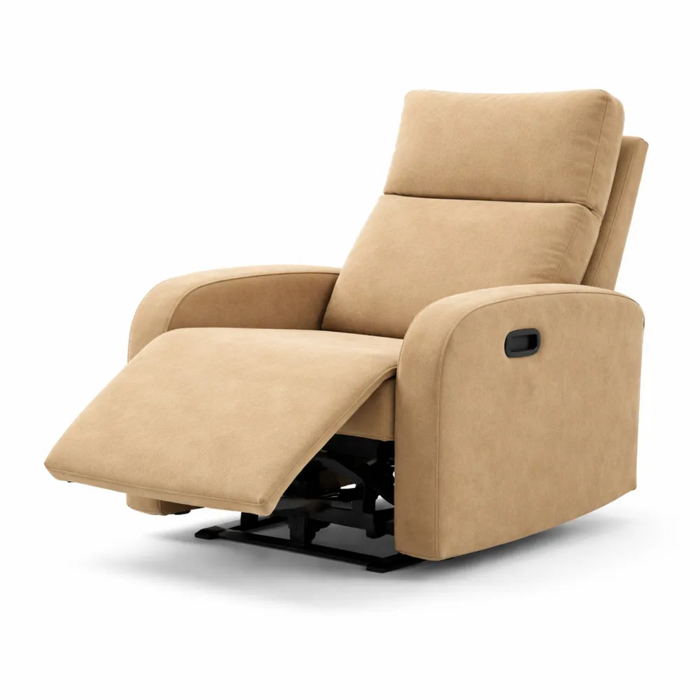 Poltrona Relax Elettrica Reclinabile con Poggiapiedi e USB in Ciniglia Beige