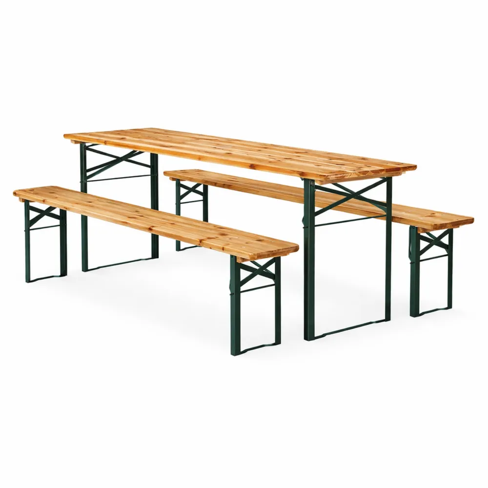 Set mobili da giardino con tavolo e panche pieghevoli, adatto per campeggio e terrazza