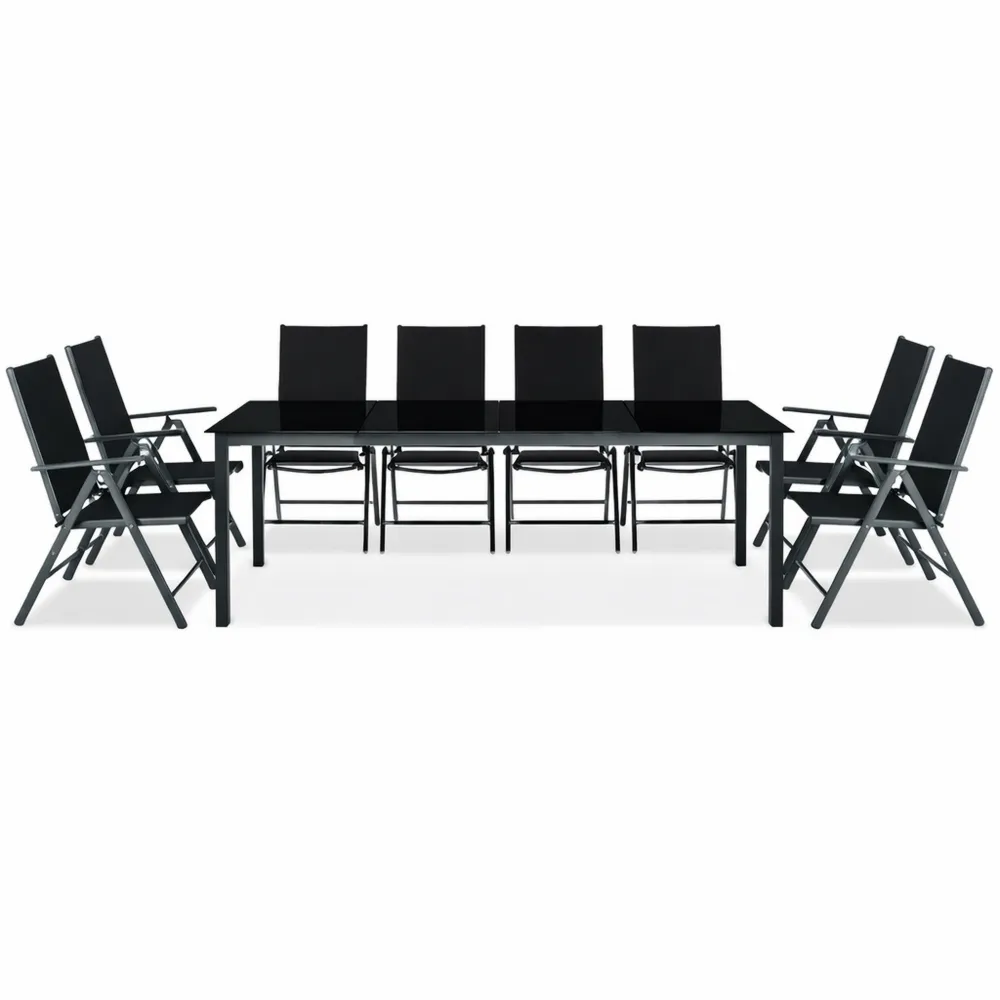 Set da giardino con tavolo massiccio e sedie confortevoli in alluminio