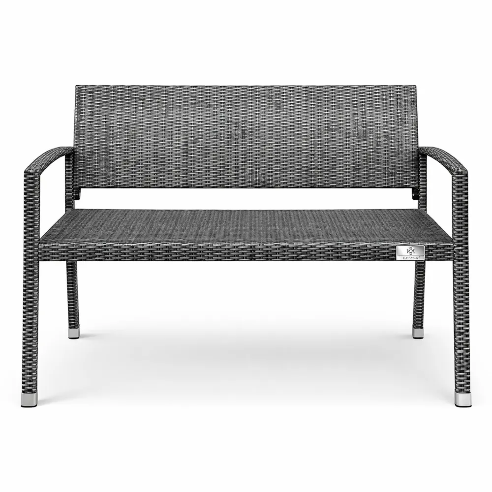 Panca da giardino in polyrattan per esterno, resistente e con braccioli ergonomici