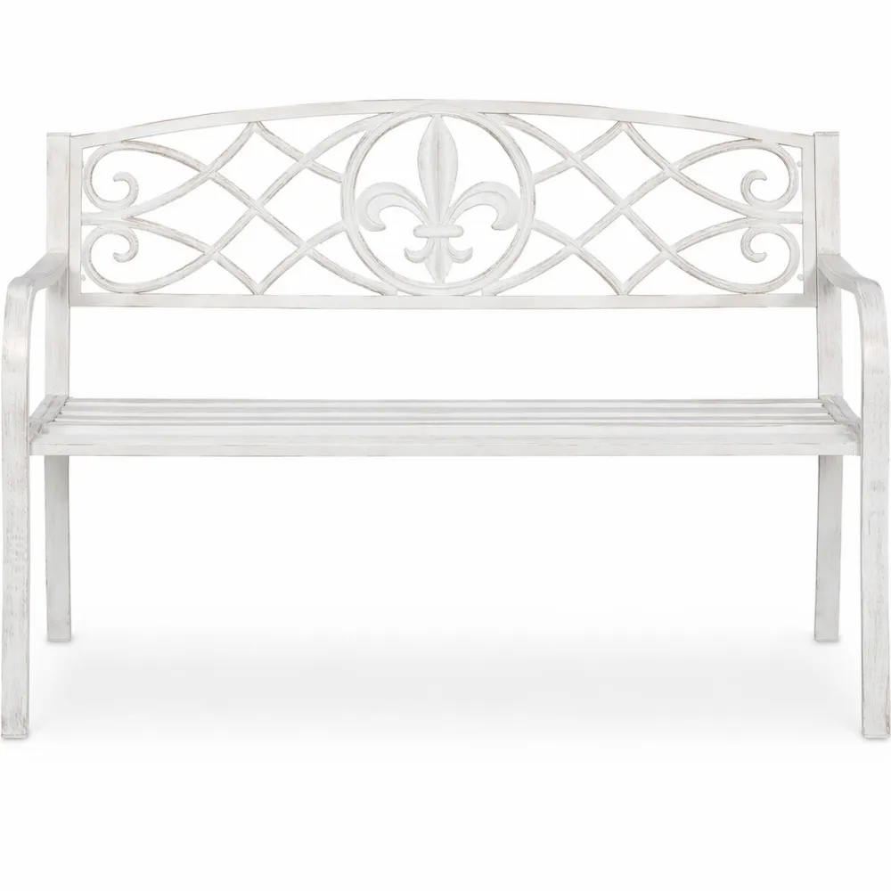 Panchina da esterno in metallo con schienale in ghisa