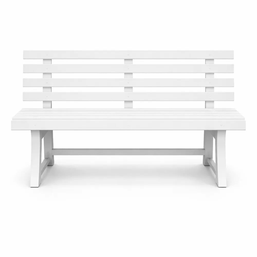 Panchina da giardino in polipropilene bianco 145x49x74 cm