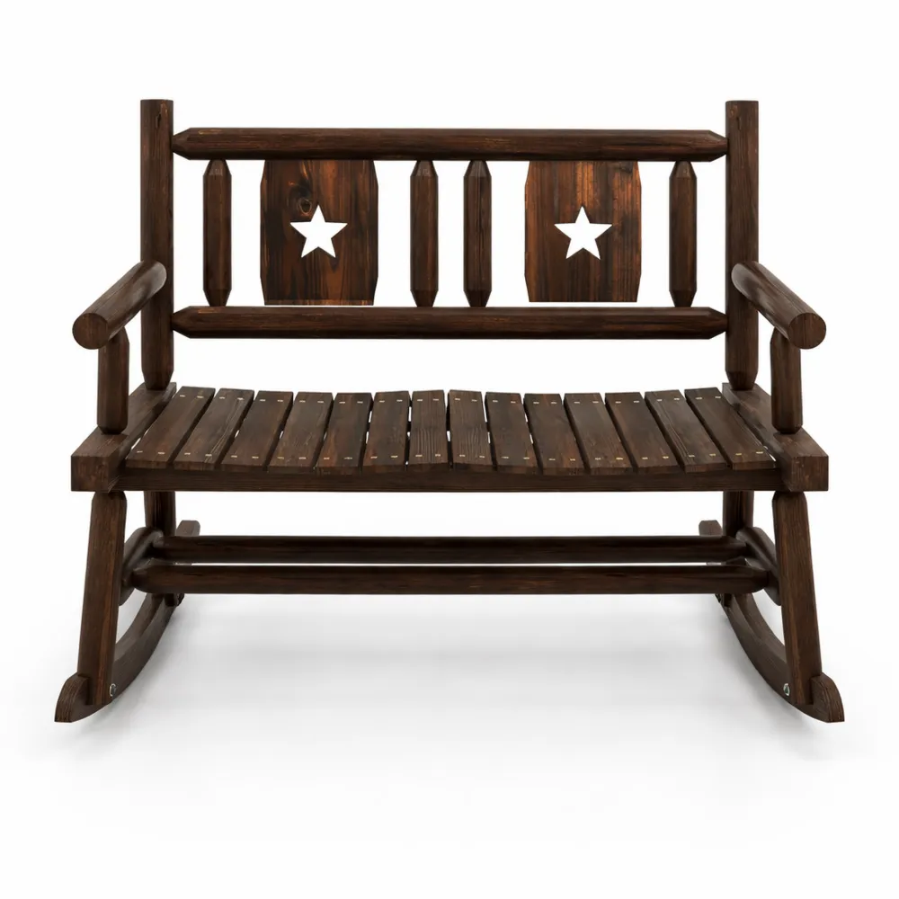 Panca a Dondolo da Giardino in Legno Ergonomica per Esterni