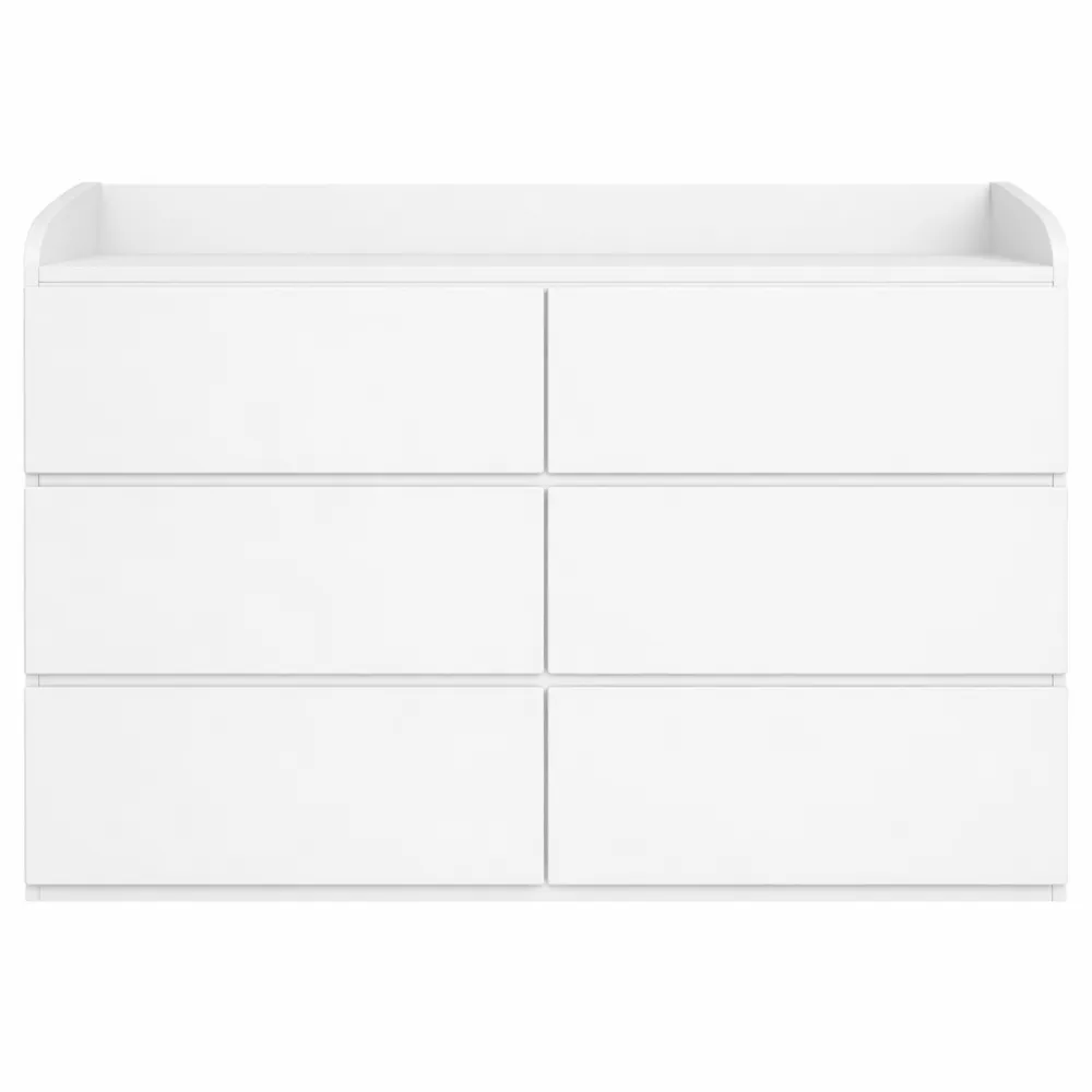 Cassettiera Moderna 6 Cassetti con Piano di Lavoro, Bianco