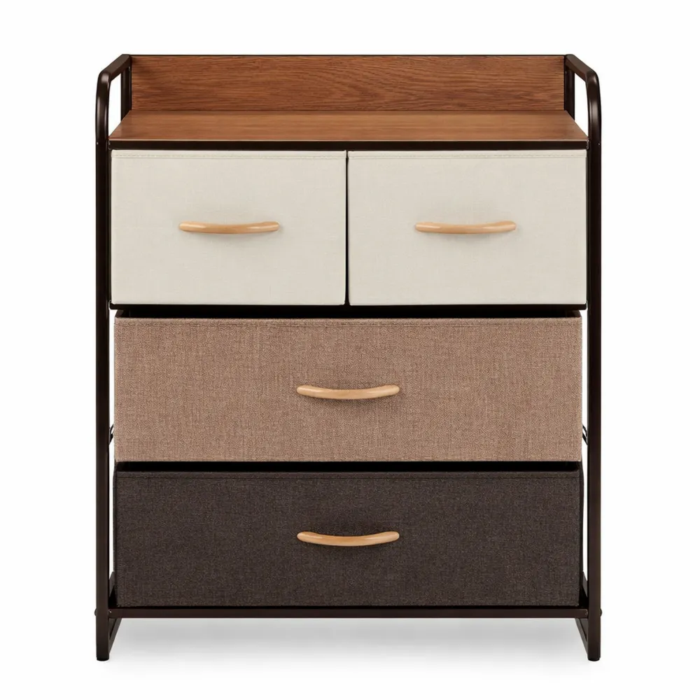 Cassettiera con 4 cassetti pieghevoli in tessuto e ripiano