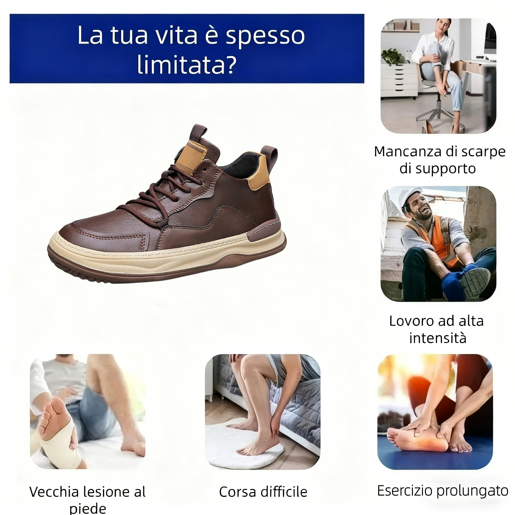 🎁 Offerta Speciale: 50% 🐂 Scarpe ortopediche da uomo, realizzate in pelle di vitello australiana👞 cucite a mano, impermeabili e antiscivolo✅ supporto dell'arco plantare - camminata confortevole