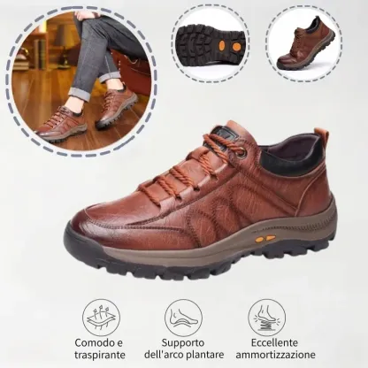 🎁Offerta a tempo limitato🐂 Scarpe ortopediche da uomo, realizzate in pelle di vitello australiana👞 cucite a mano, impermeabili e antiscivolo✅ supporto dell'arco plantare - camminata confortevole