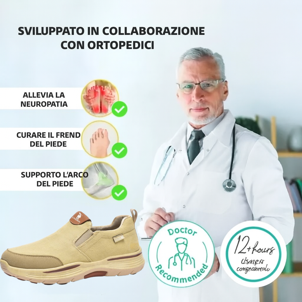 🎁 Offerta speciale: 50% 🎁 Scarpe da passeggio ortopediche da uomo - Design ergonomico 👟 Impermeabili e antiscivolo ✅ Supporto per l'arco plantare - Comodo per camminare.