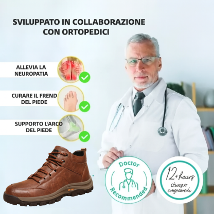 🎁Offerta a tempo limitato🐂 Scarpe ortopediche da uomo, realizzate in pelle di vitello australiana👞 cucite a mano, impermeabili e antiscivolo✅ supporto dell'arco plantare - camminata confortevole