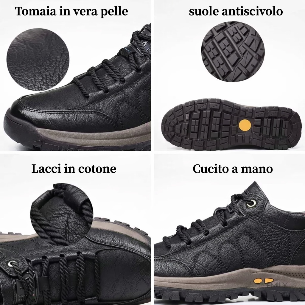 🎁Offerta a tempo limitato🐂 Scarpe ortopediche da uomo, realizzate in pelle di vitello australiana👞 cucite a mano, impermeabili e antiscivolo✅ supporto dell'arco plantare - camminata confortevole