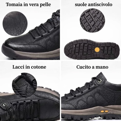 🎁Offerta a tempo limitato🐂 Scarpe ortopediche da uomo, realizzate in pelle di vitello australiana👞 cucite a mano, impermeabili e antiscivolo✅ supporto dell'arco plantare - camminata confortevole