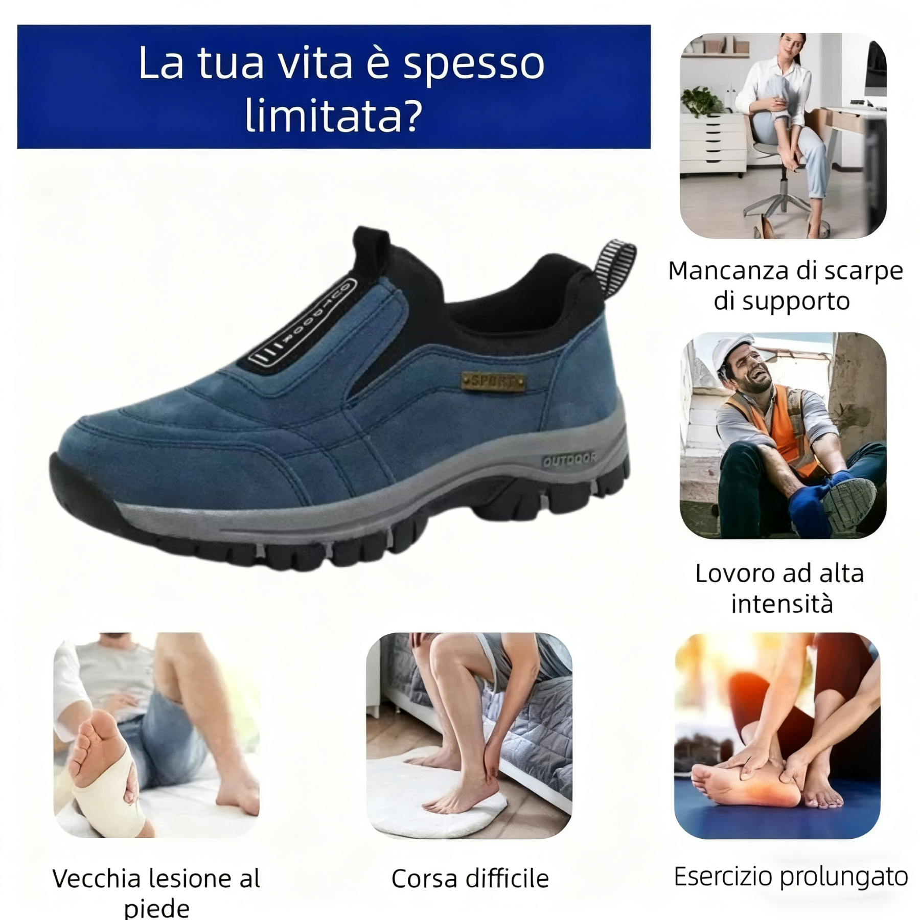 🎁 Offerta Speciale: 50% 🎁 Scarpe Ortopediche da Passeggio da Uomo — In Camoscio Cucito a Mano 👟 Impermeabili e Antiscivolo ✅ Supporto per l'Arco Plantare — Cammina nel Comfort.