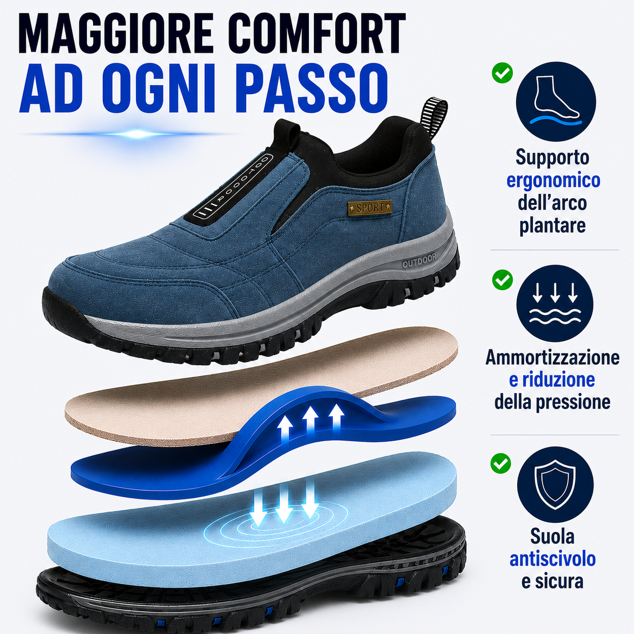 🎁 Offerta a tempo limitato con sconto del 50% 🎁 Scarpe ortopediche scamosciate da uomo 👟 Traspiranti e non soffocanti ✅ Supporto per l'arco plantare: camminata comoda tutto il giorno