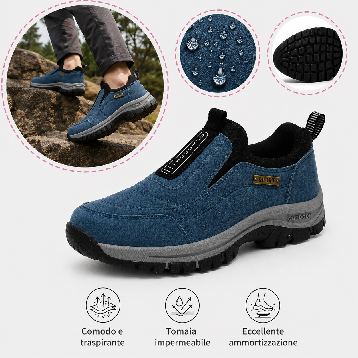 🎁 Offerta Speciale: 50% 🎁 Scarpe Ortopediche da Passeggio da Uomo — In Camoscio Cucito a Mano 👟 Impermeabili e Antiscivolo ✅ Supporto per l'Arco Plantare — Cammina nel Comfort.