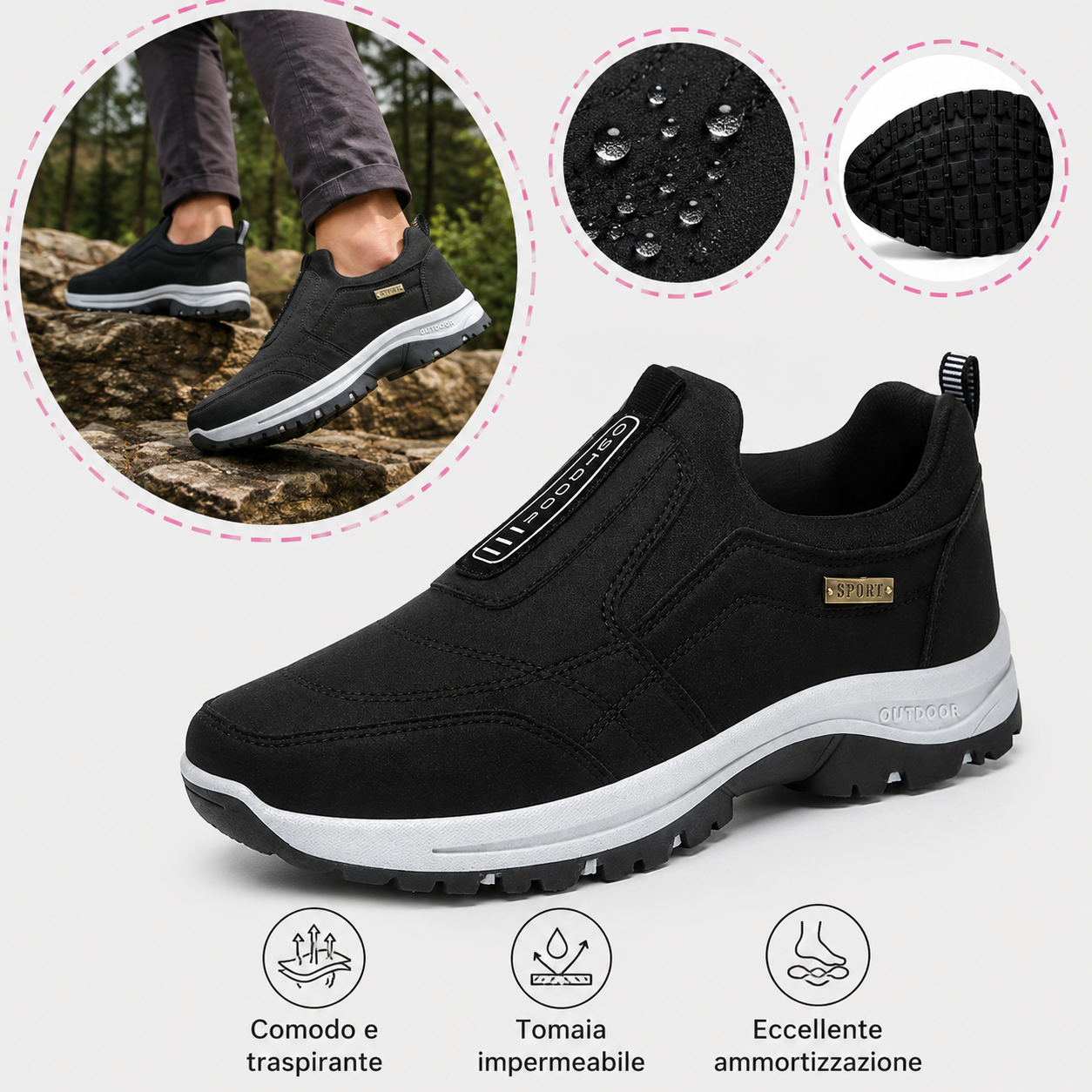 🎁 Offerta Speciale: 50% 🎁 Scarpe Ortopediche da Passeggio da Uomo — In Camoscio Cucito a Mano 👟 Impermeabili e Antiscivolo ✅ Supporto per l'Arco Plantare — Cammina nel Comfort.
