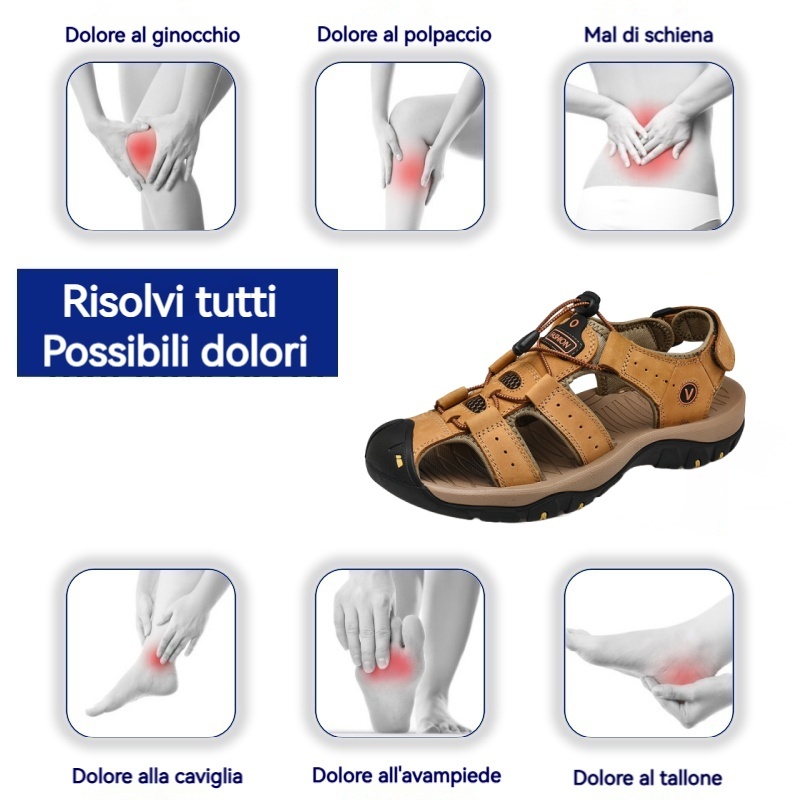 [🎁Oggi metà prezzo, non perdertelo] Sandali ortopedici dal design ergonomico: camminata senza dolore 👞 Rendono la camminata più confortevole (realizzati in pelle di vitello + cuciti a mano)