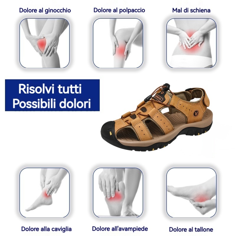 【🎁Oggi 70% di sconto - Non lasciartelo sfuggire】 Sandali ortopedici ergonomici in pelle di vitello - Camminata senza dolore👞 Rendi la camminata più confortevole