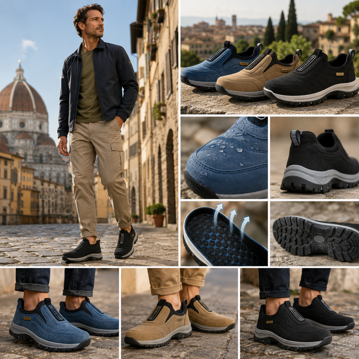 🎁 Offerta Speciale: 50% 🎁 Scarpe Ortopediche da Passeggio da Uomo — In Camoscio Cucito a Mano 👟 Impermeabili e Antiscivolo ✅ Supporto per l'Arco Plantare — Cammina nel Comfort.