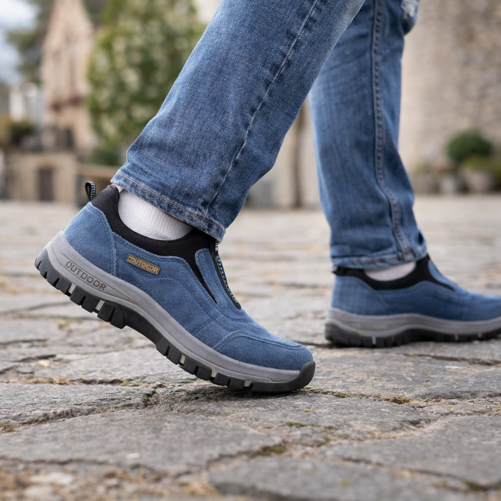 🎁 Offerta Speciale: 50% 🎁 Scarpe Ortopediche da Passeggio da Uomo — In Camoscio Cucito a Mano 👟 Impermeabili e Antiscivolo ✅ Supporto per l'Arco Plantare — Cammina nel Comfort.