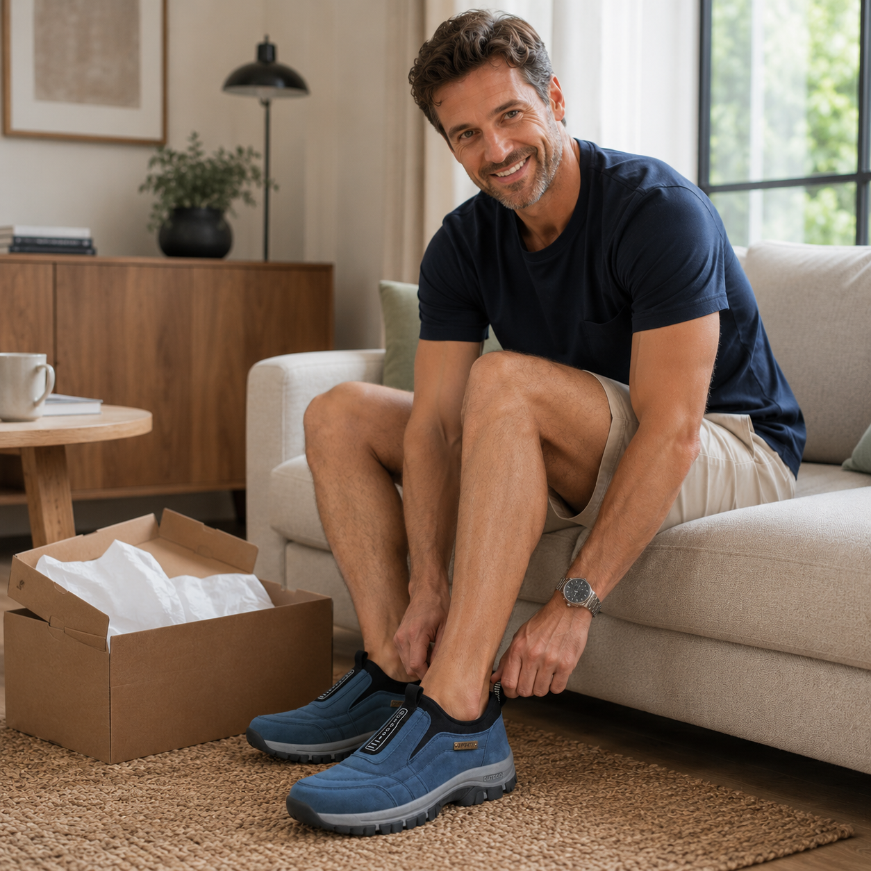 🎁 Offerta Speciale: 50% 🎁 Scarpe Ortopediche da Passeggio da Uomo — In Camoscio Cucito a Mano 👟 Impermeabili e Antiscivolo ✅ Supporto per l'Arco Plantare — Cammina nel Comfort.