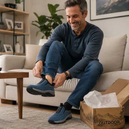 🎁 Offerta Speciale: 50% 🎁 Scarpe Ortopediche da Passeggio da Uomo — In Camoscio Cucito a Mano 👟 Impermeabili e Antiscivolo ✅ Supporto per l'Arco Plantare — Cammina nel Comfort.