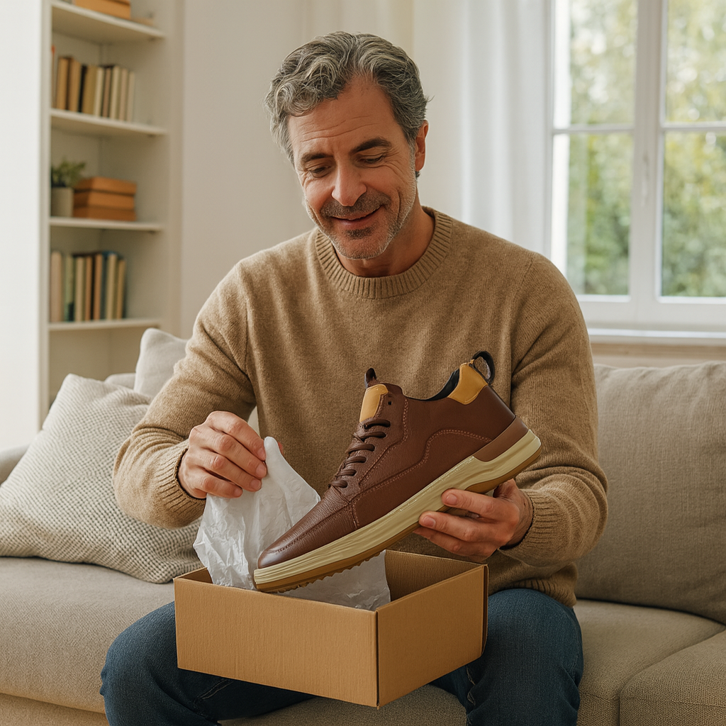 🎁 Offerta Speciale: 50% 🐂 Scarpe ortopediche da uomo, realizzate in pelle di vitello australiana👞 cucite a mano, impermeabili e antiscivolo✅ supporto dell'arco plantare - camminata confortevole