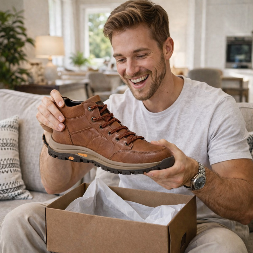 🎁Offerta a tempo limitato🐂 Scarpe ortopediche da uomo, realizzate in pelle di vitello australiana👞 cucite a mano, impermeabili e antiscivolo✅ supporto dell'arco plantare - camminata confortevole