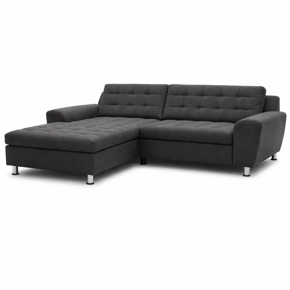 Divano ad Angolo in Tessuto Grigio Scuro 200 x 304 cm