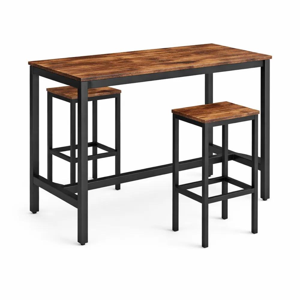 Set Tavolo da Bar con Sgabelli in Stile Industriale, Ideale per Cucina e Soggiorno