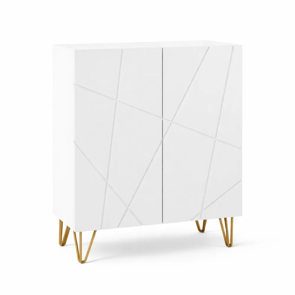 Scarpiera Salvaspazio 2 Ante con Ripiani Regolabili e Chiusura Ammortizzata, Bianco Lucido