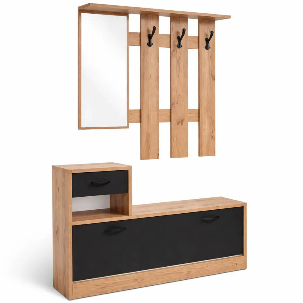 Guardaroba d'ingresso con specchio e scarpiera