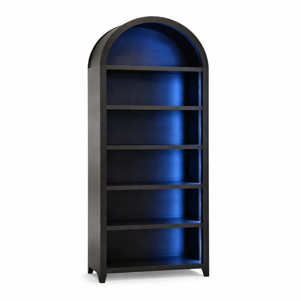 Vetrina da Collezione con LED a 3 colori e Sensore, Libreria ad Arco con 5 Ripiani, per Ogni Stanza