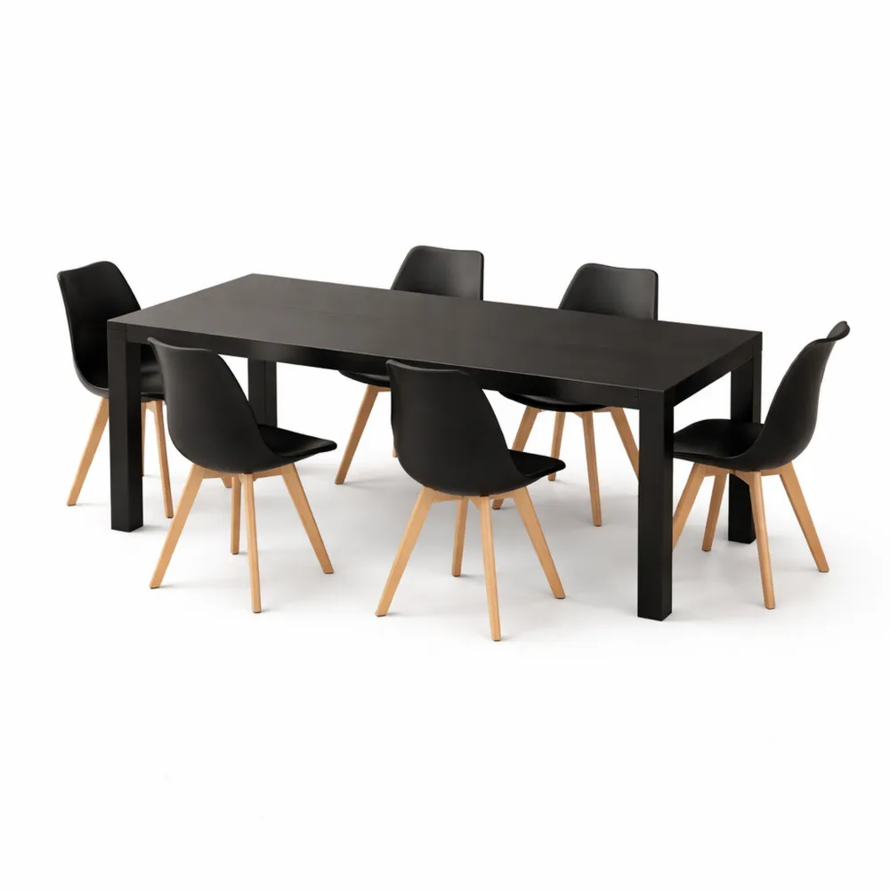 Tavolo allungabile nero per 6-8 persone, 120-200 cm, soggiorno e cucina