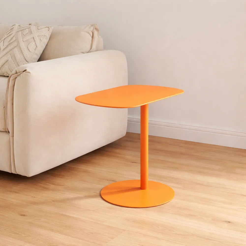 Tavolino Laterale Metallo per Interno ed Esterno - Arancione