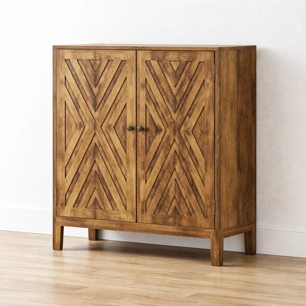 Scarpiera a 2 ante con ripiani regolabili, 5 livelli, altezza 110 cm, mobile rustico per ingresso e soggiorno