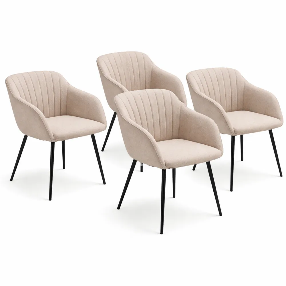 Set di Sedie Imbottite Beige per Sala da Pranzo Moderna