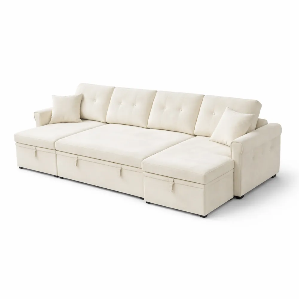 Divano angolare a forma di U con spazio di stivaggio integrato e funzione letto