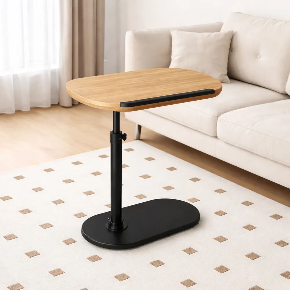 Tavolino Regolabile in Altezza con Piano Rotante, Ideale per Divano e Comodino