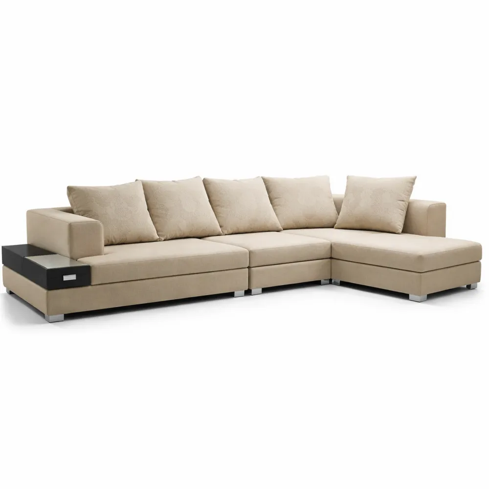 Divano componibile 340 cm in poliuretano colore sabbia, stile moderno