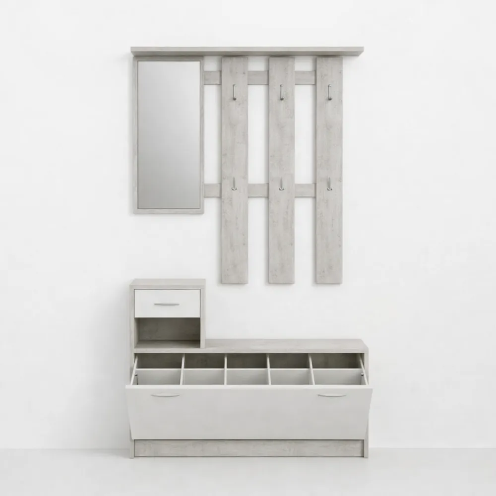 Consolle da Ingresso in Cemento e Larice Bianco