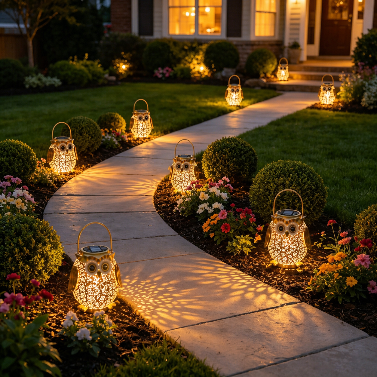 Golden Glow Owl Solar Lantern