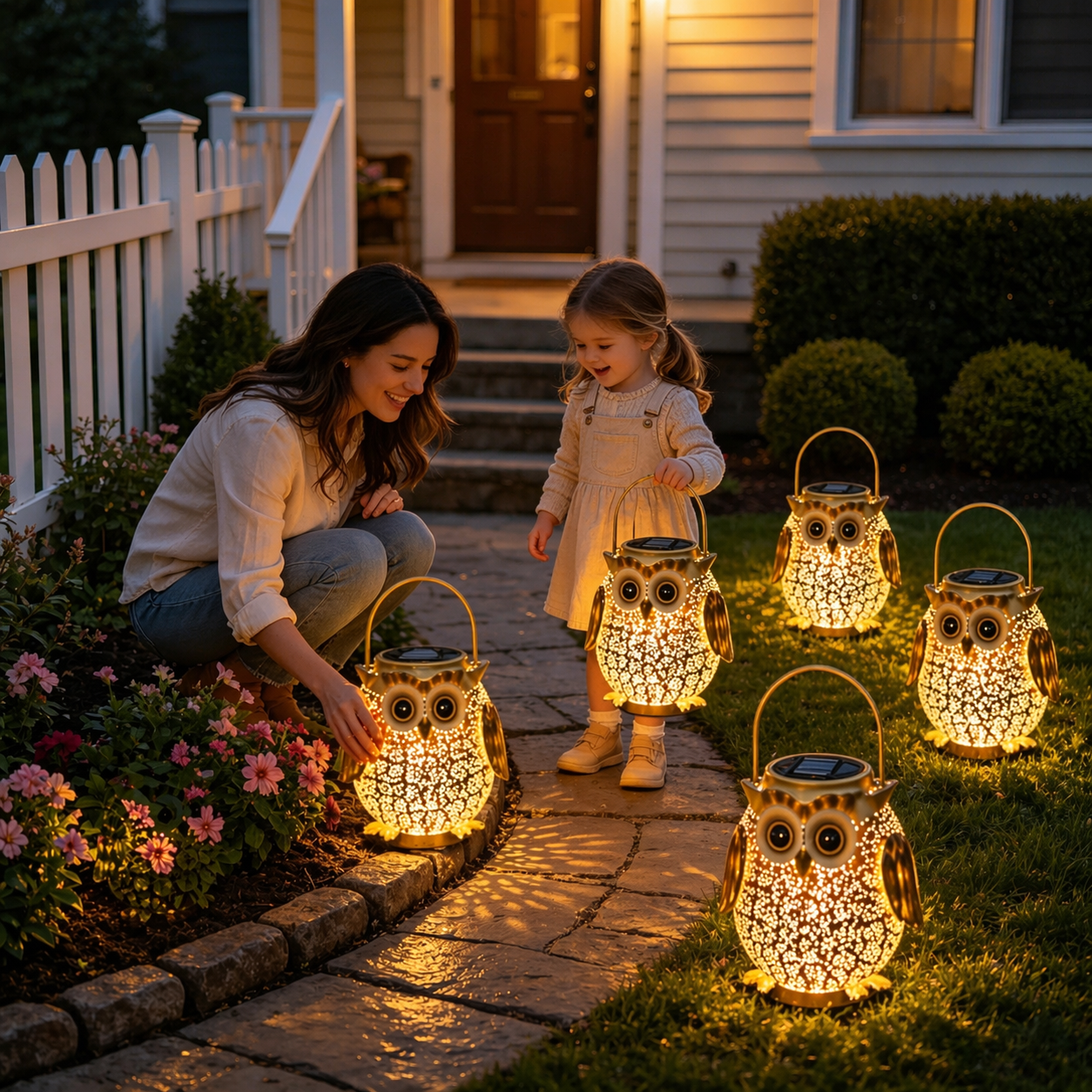 Golden Glow Owl Solar Lantern
