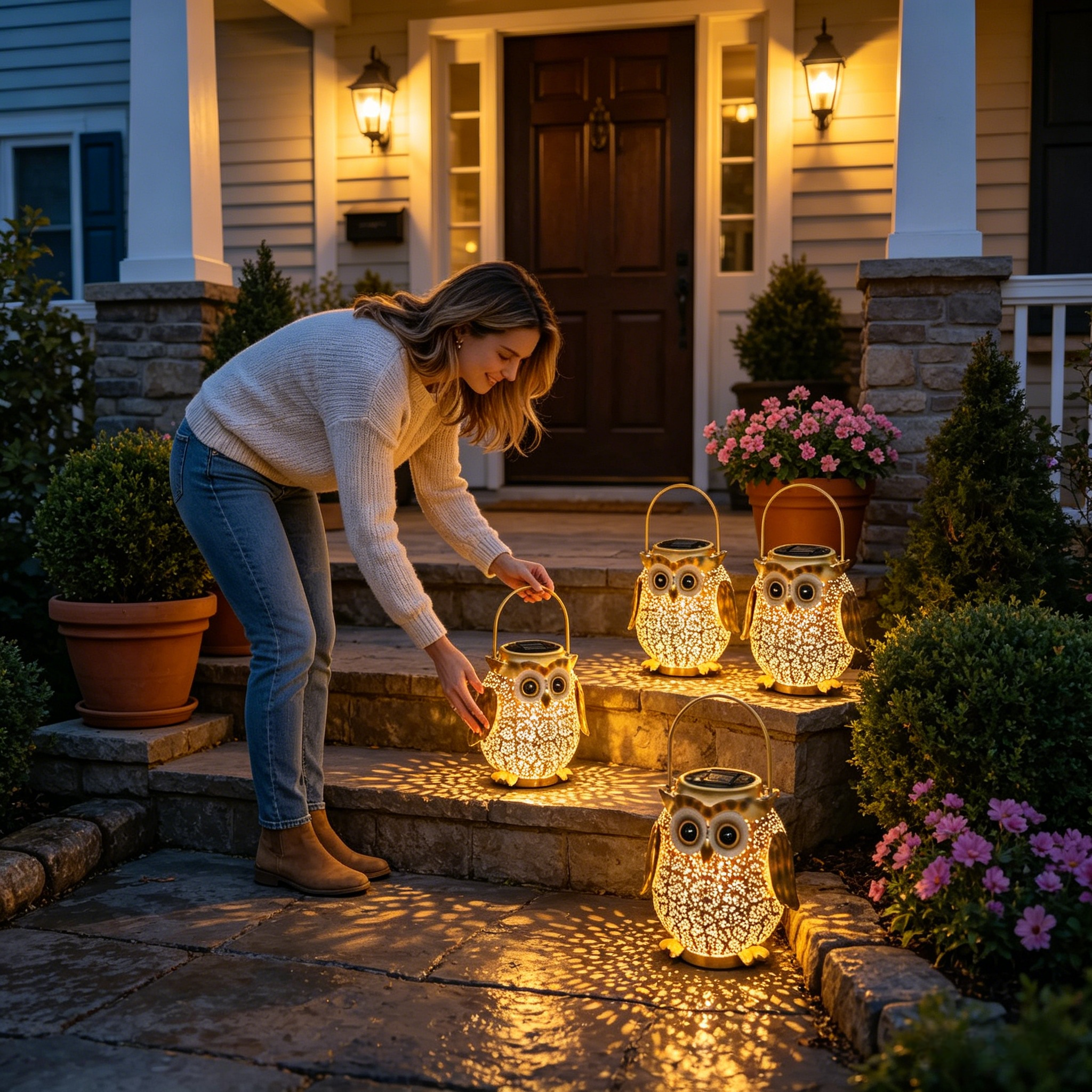 Golden Glow Owl Solar Lantern