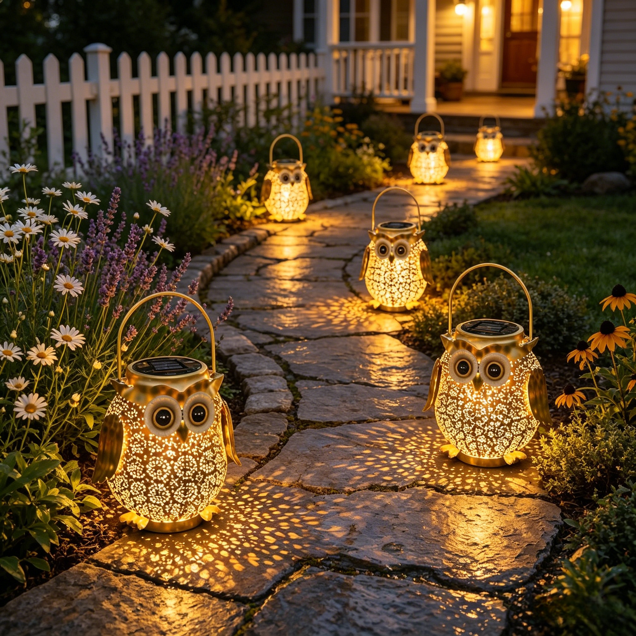 Golden Glow Owl Solar Lantern